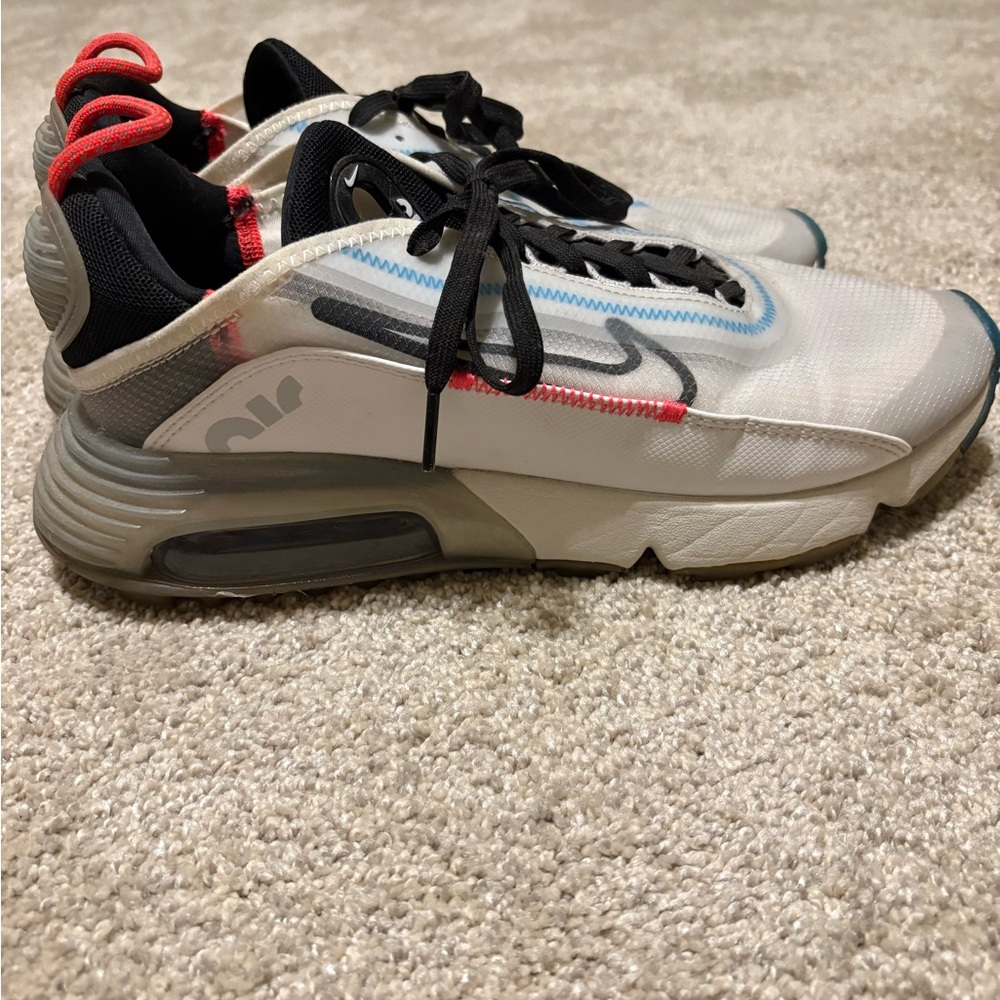 Nike White and Gray Sneakers with Red Accents